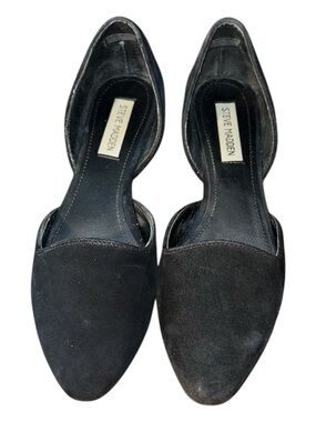 Steve Madden Black Suede D'Orsay Pointed Flats Size 8